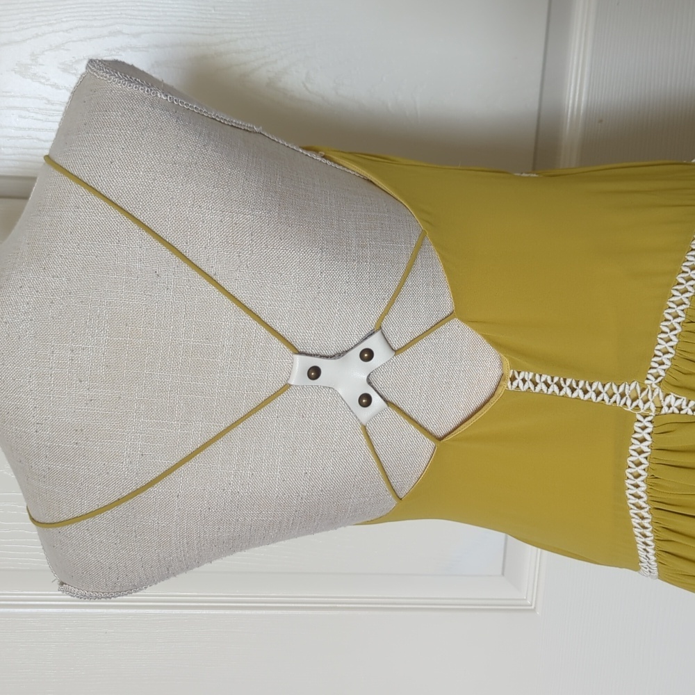 Ixiah Mustard Maxi Dress with Lace Accents - Picture 4 of 10